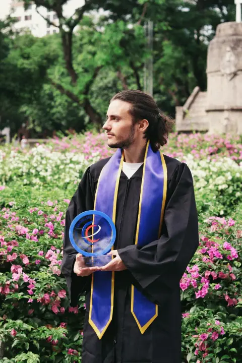 Axel holding his Grand Prix de l’International award